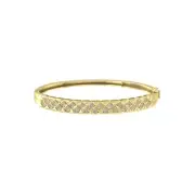 10k Yellow Gold Lab Grown Diamond Fashion Bangle Bracelet 7" Holiday Gift