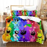 v972 Bed Sheets Smiling Critters Bedding Set Single Twin Full Queen King Size Bed Set Adult Kid Bedroom Duvetcover Sets Anime Bed Sheet Set 3-Piece B