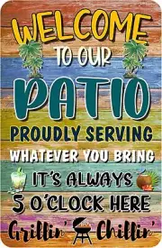 Welcome Patio Bar Signs For Home Porch Wall Decor Beach Decorations...