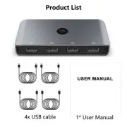 USB2.0 KVM Switcher Switch Adapter KVM Splitter For Windows Keyboard Mouse