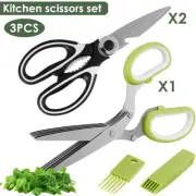 3Pcs Kitchen Scissors Set Stainless Steel Chicken Bone Cutting Shears guwAk