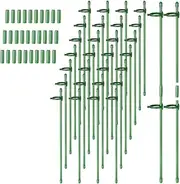 Fahgaer 60 Pcs Adjustable Plant Support Stakes Garden Single Stem Support Stake Plant Cage Support Rings with Plant Clips