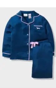 NEW PETER ALEXANDER NAVY SATIN LONG SLEEVE TOP & PANTS PJ Size Kids 2 No Box