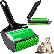Stick It Roller, Reusable Handheld Lint Rollers Pet Hair Remover, Portable Washable Quicky Clean Sticky Lint Roller for Pet Hairs, Clothes, Furniture, Sofa, Carpet, Car Seats (Black&Green)