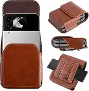 Aohcae Phone Pouch for Samsung Galaxy Z Flip 5/4/3 Case with Belt Clip, Leather Pouch with Belt Clip for Phone Holster Case for Motorola Razr Plus, Moto Razr+ 2023