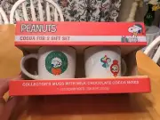 New! Peanuts Charlie Brown Snoopy Christmas Coffee 2 Mug Cup Gift Set Cocoa