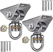 BeneLabel Silent Swing Hanger - Heavy Duty Stainless Steel Swing Hook with Swivel Bearing for Hammock Chair, Porch Swing, Yoga Silk, Punching Bag - 1000 lbs Capacity - 2 Pack