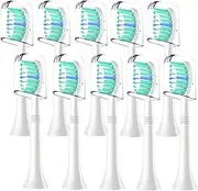 WEQNNM Replacement Toothbrush Heads Compatible with Philips Sonicare:10 Pack Professional Electric Brush Heads for Sonicare ProtectiveClean DiamondClean 4100 6100 &More Snap-on Handles