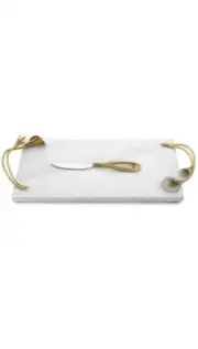 Michael Aram 268407 Marble Calla Lily Cheese Board with Knife White- brand new