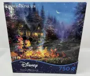 Thomas Kinkade Disney Mickey & Minnie Sweetheart Campfire 750 Piece Puzzle