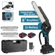 8" Cordless Electric Chainsaw Battery Powered Wood Cutter Rechargeable Chainsaw