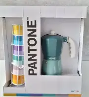 9 Cup Pantone Italian Moka Pot Espresso Coffee Maker 6 Stackable Mug Rack Set