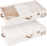 [StorageWorks] Large Under Bed Storage Containers with Handles and Label Holder, 2 Pack Ultra-thick Fabric Underbed Bins, Closet Organizer for Clothes, Blankets, Sweater