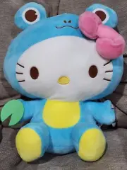 New Sanrio Hello Kitty Wearing Blue Frog Costume 11" Plush