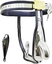 HCUDFN SM Invisible Stainless Steel Chastity Belt with Anal Plug Underwear BDSM Bondage Chastity Lock Device Sex Toys For Men(Black Schwarz,Waist 82~88cm)