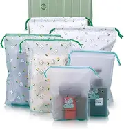 [BieFuDan] 12PCS Travel Storage Bags for Clothes, Waterproof Drawstring Bag Frosted Storage Bags, Portable Luggage Clothes Shoes Cosmetic Bag Reusable Space Saver Packing Sacks for Trip Gym (6 Size)