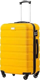 [COOLIFE] Suitcase Trolley Carry On Hand Cabin Luggage Hard Shell Travel Bag Lightweight with TSA Lock and 4 Spinner Wheels (Yellow, M(24 inch))