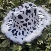 Western Cow Pattern Hat Fancy Dress up Cowboy Cowgirl Hat for