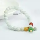 Real White Handmade Jade Jadeite Women Lucky Lotus Beads Bracelet