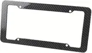 License Plate Bracket Carbon Fiber License Plate Frame-Black Plastic Front & Rear Car Tag Holder Cover with Mount Hardware, Screws(1set)