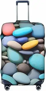 [Pvinnk] Colored Pebbles Print Protective Luggage Cover Elastic Washable Suitcase Protector Travel Gear Protector, White, X-Large
