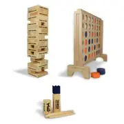 Giant Jenga | Giant Connect 4 | Kubb PACKAGE| Family Outdoor Garden Games Toys