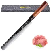 Sashimi Knife Kitchen Chef Filleting Salmon Fish Damascus Clad Steel Wood Handle