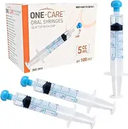 ONE-CARE 5ml Oral Syringe with Cap - Sterile, Individually Wrapped - 100 Syringes, Slip Tip, Uses include oral administration of medicine for infants, adults and animals