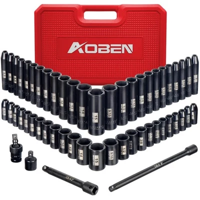 1/4-Inch Drive Impact Socket Set, 54 Pieces, 6 Point, SAE/Metric, (5/32" - 9/...