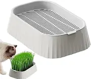 Cat Grass Pot - Germination Cultivation, Healthy Wheat Grower | Long Lasting and Textured Bottom Design, Double Layer Box Container Without Schooling for Home Gardening