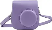 BLBMTCBCAG Classic Retro PU Leather Camera Strap Shoulder Bag Protective Cover Camera Protective Cover Fit for Polaroid Fit for Fujifilm Mini 8 8+ 9 Camera Protection(Light Purple)