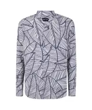 leaf-print shirt IT40 silver-blue