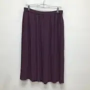 Eileen Fisher Purple Raisonette Office Pull On Knife Pleated Midi Skirt 4 $258