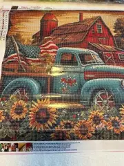 Diamond Art Painting Kit Vintage Trucks Barns Farms Sun Flowers American Way