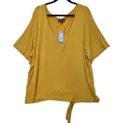 Autograph Size 26 Mustard Yellow Short Sleeve Tie Front Top BNWT NEW RRP $59.95