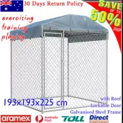 Large Pet Dog Pen House Kennel Run Cage Galvanized Steel Enclosure Outdoor Roof