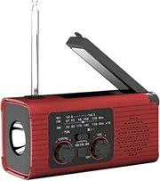 domoi Emergency Weather Radio, 2000MAh Weather Alert Radio Solar Charging, Hand Crank & USB, AM/FM Radio Red