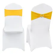 Stretch Spandex Folding Chair Covers, Universal Fitted Chair Cover with Chair Sashes, Removable Washable Protective Slipcovers, for Wedding, Holiday, Banquet, Party, Dining (30 Set Gold &