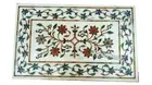 Rectangle Marble Dinette Table Top Gemstone Inlay Work Entryway Table for Hotel