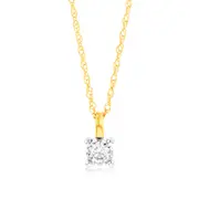 Luminesce Lab Grown Diamond Solitaire Pendant in 9ct Yellow Gold With Chain