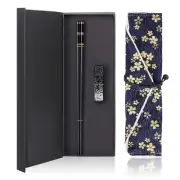 Metal Chopsticks Reusable Fiberglass Alloy Chopsticks with Holder and Carryin...