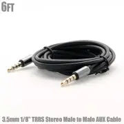 6FT 3.5mm 1/8" TRRS Stereo Male to Male AUX Audio Mic Microphone Cable Cord Gold