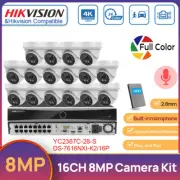Hikvision 16CH AcuSense 4K POE NVR MIC 8MP Full Color IP Security Camera System