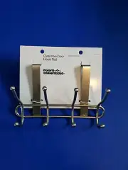 Room Essentials Over The Door Hook Rail 4 Hooks Satin Nickle Finish , NEW .