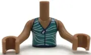 Lego New Medium Nougat Flesh Torso Mini Doll Girl Dark Turquoise Wetsuit Zipper