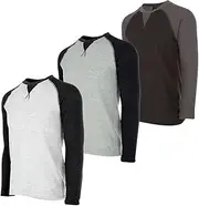 [DARESAY] Mens Thermal Long Sleeve Shirt - Henley Top Base Layer for Tshirts & Jackets - Lightweight Thermal Shirt Mens - 3 & 4 Pack