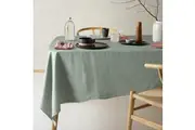 Vintage Design Homewares Helm Green Washed Linen Cotton Tablecloth 130cm x 180cm