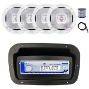Dual Marine Radio, Spa Bezel,Adapter, Antenna,Wire, 4x 6.5" 400W White Speakers