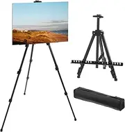 uxcell Painting Easel Stand, 2 Pack 17" to 66" Adjustable Aluminum Metal Tripod Artist Display Easel with Portable Bag for Table/Floor Painting, Drawing, Black