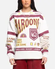 [Queensland Rugby League] Queensland Rugby League Queensland Maroons Team Crewneck Silver Marle - Size 2XL 2XL Silver Marle